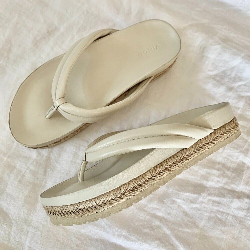 Vince White Thong Platform Sandal